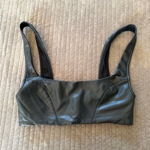 Free People Black Faux Leather Bralette